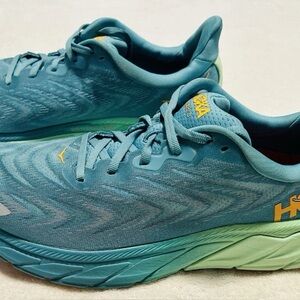 Hoka Arahi 6 Ocean Mist Lime Glow Running Shoes Currex RP Insoles Mens Sz 9.5D